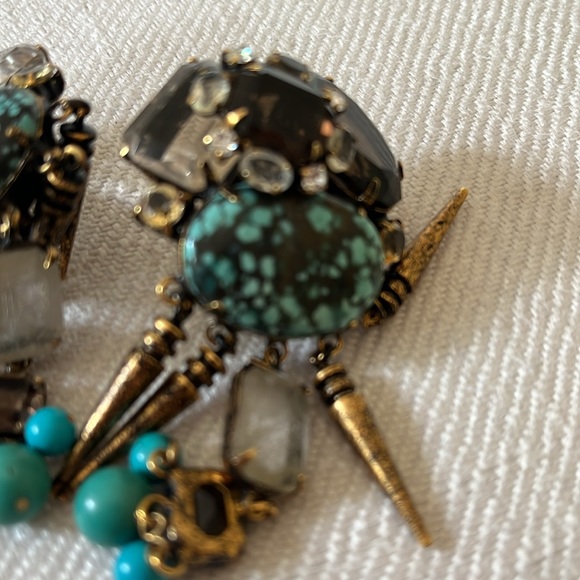 Itadj Moini Rare vintage earings turquoise, and rhinestone - Picture 9 of 11